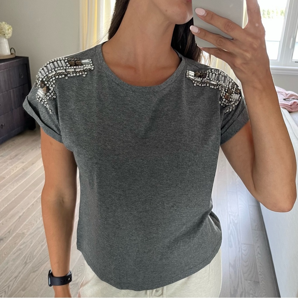 Embellished Gray Women's T Shirt